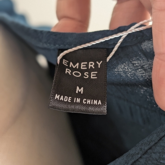 NWT Emery Rose Women's Size Medium Elegant Deep Teal Blue Ruffle Sleeve Top - Picture 7 of 10